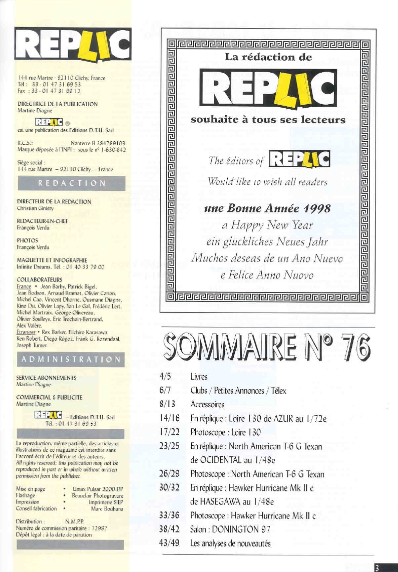 Replic 076 - T-6G Texan, Loire 130, Hurricane MkIIC